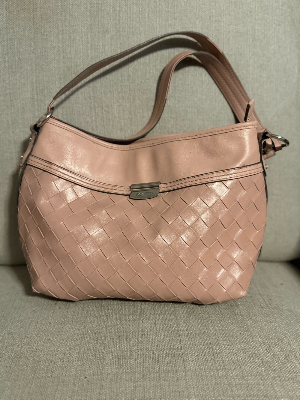 Rosetti Blush Pink Woven Convertible Shoulder Crossbody Bag